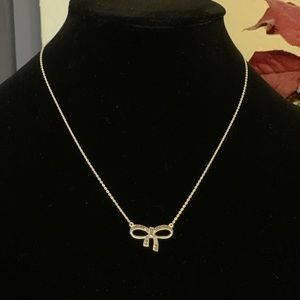 925 sterling silver bow tie stones necklace